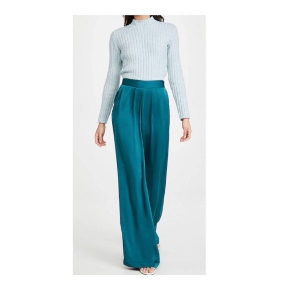 Ramy Brook Satin Iris Pants in Black. - Picture 2 of 10